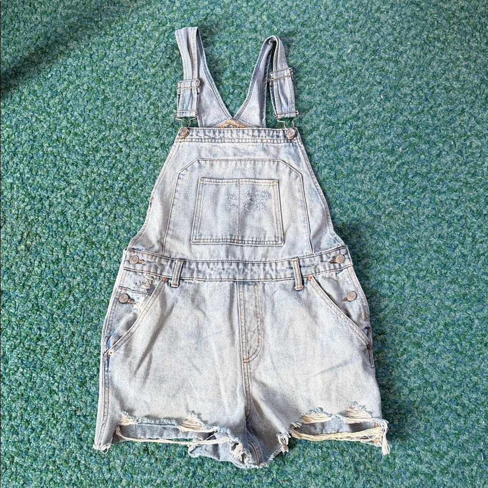 Light Wash Denim Short Overalls